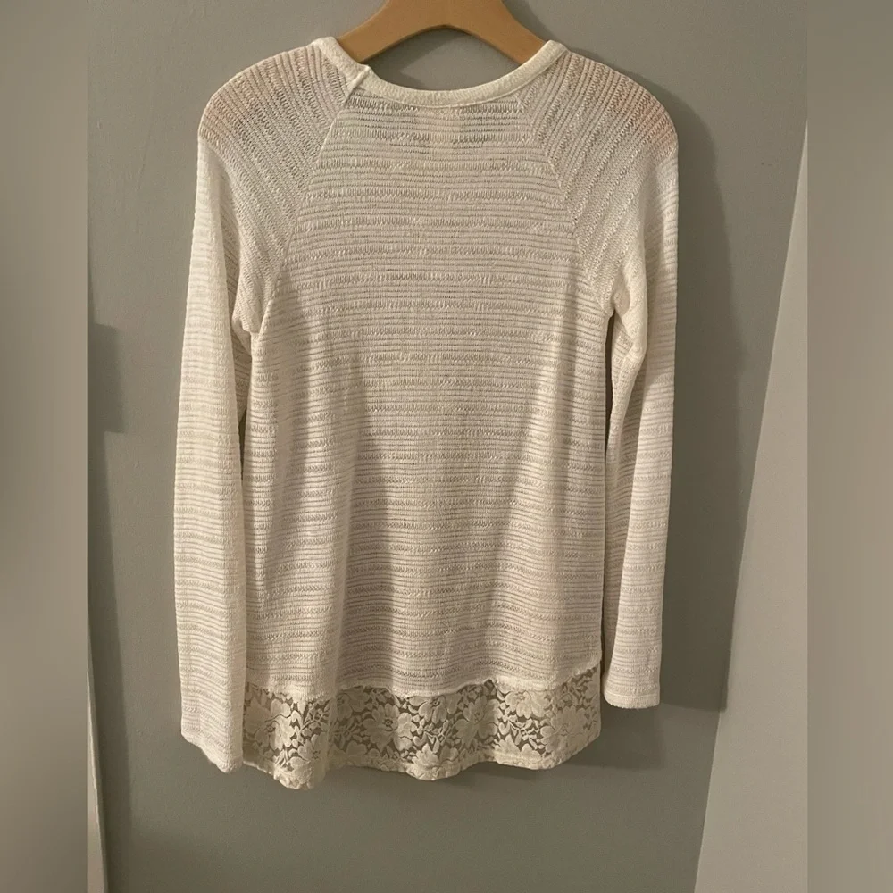 Lace Trimmed White Sweater